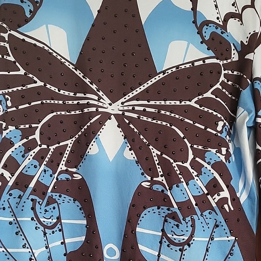 Butterfly Print Bodysuit - Black and Blue - Picture 5 of 7